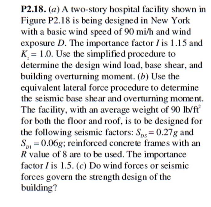 Solved P2.18. (a) A two-story hospital facility shown in | Chegg.com