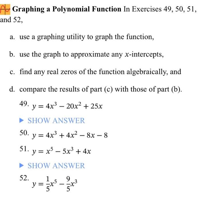 Solved Graphing a Polynomial Function In Exercises 49,50,51 | Chegg.com