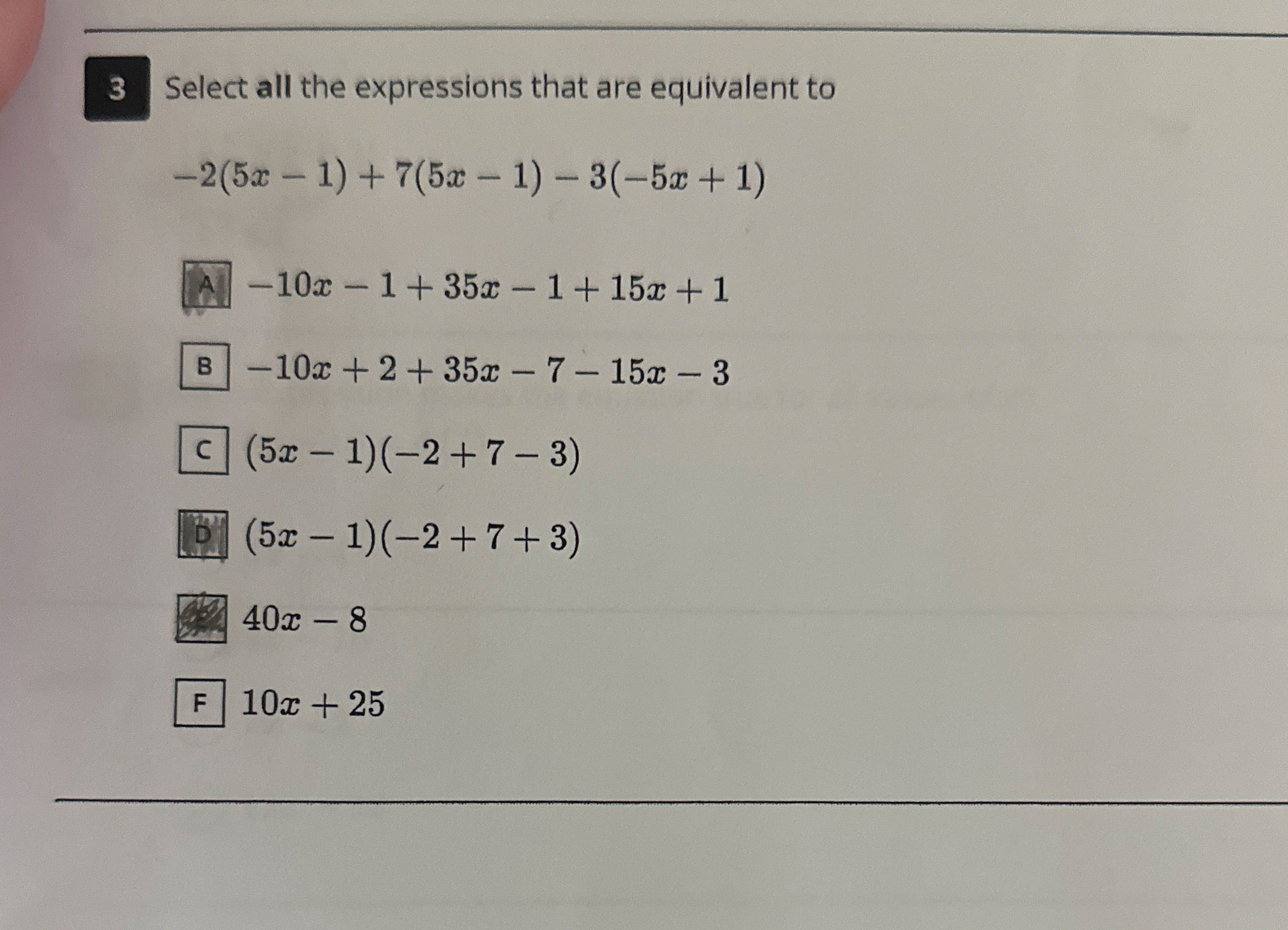 Select all the expressions that are equivalent | Chegg.com