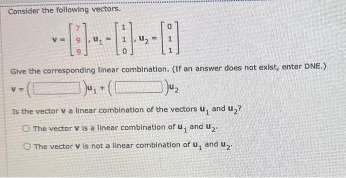 Solved Consider The Following Vectors. | Chegg.com