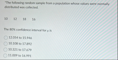 Solved *The following random sample from a population whose | Chegg.com
