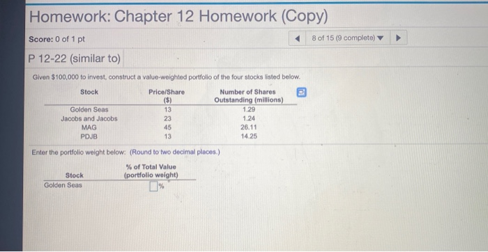 Solved Homework: Chapter 12 Homework (Copy) 8 of 15 (9 | Chegg.com