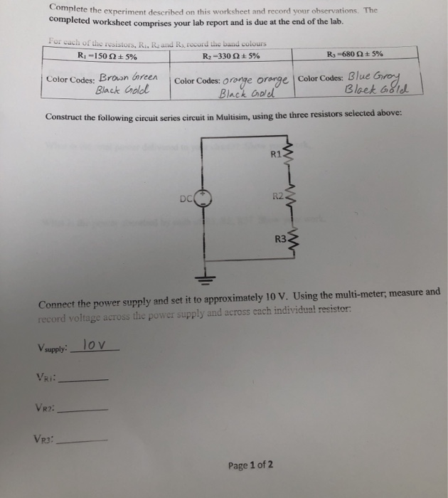 Solved: Complete The Experiment Described On This Workshee... | Chegg.com