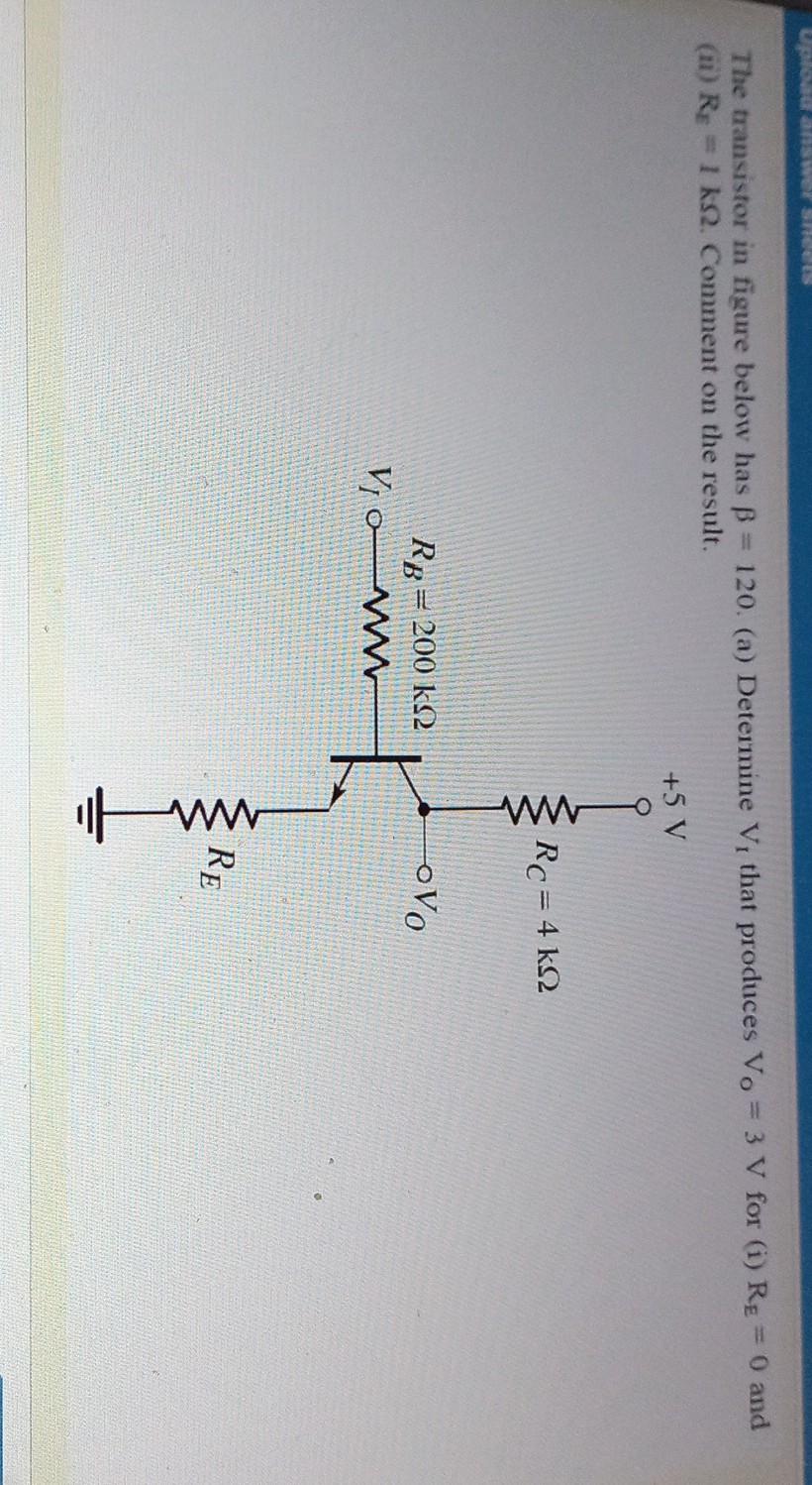 Solved Uplossens The transistor in figure below has B = 120. | Chegg.com