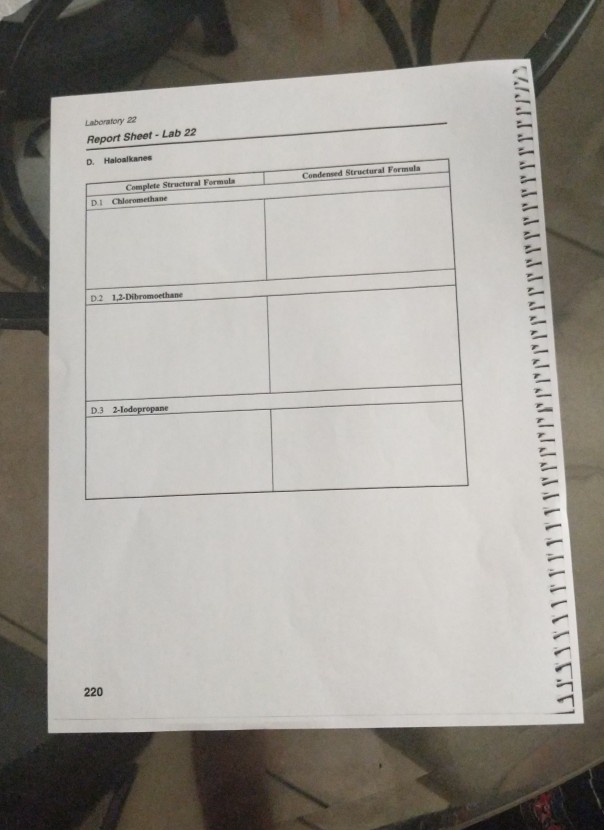 Solved Laboratory 22 Report Sheet Lab 22 D. Haloalkanes