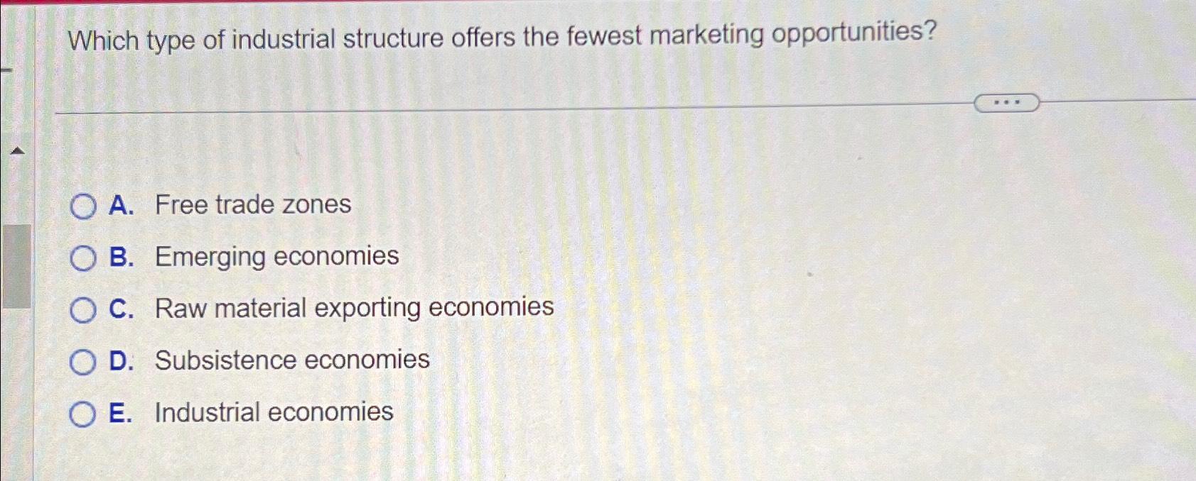 Solved Which type of industrial structure offers the fewest