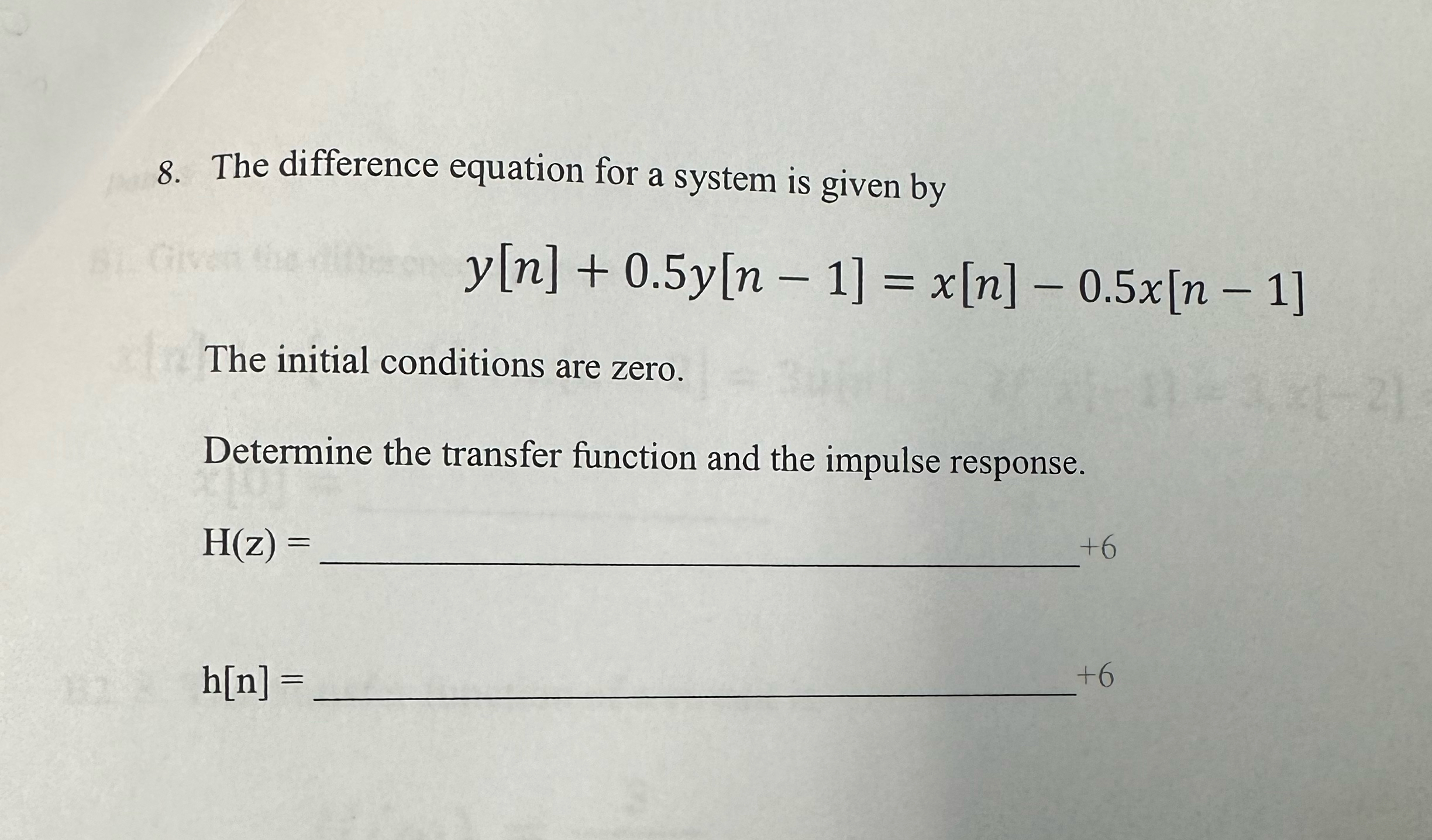 Solved The Difference Equation For A System Is Given | Chegg.com