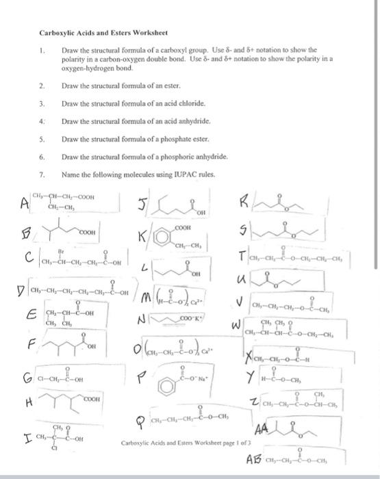 Solved 1. 2. 3 4. 5. 6. Carboxylic Acids and Esters | Chegg.com