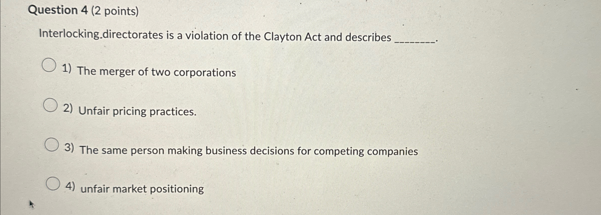 Solved Question 4 (2 ﻿points)Interlocking.directorates is a