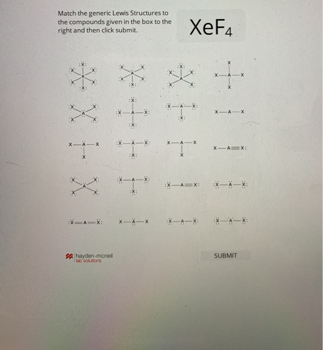 Solved Match the generic Lewis Structures to the compounds | Chegg.com