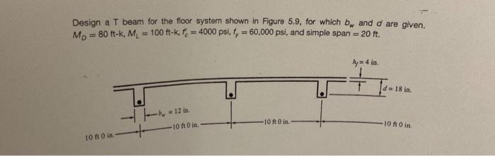 Solved Design a T beam for the floor system shown in Figure | Chegg.com