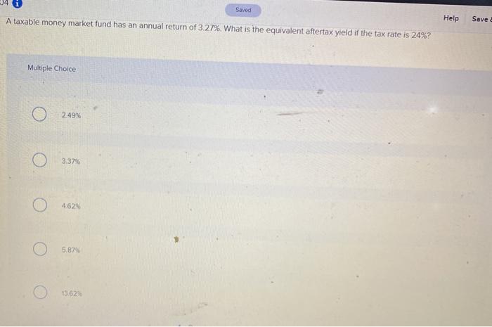 Solved Savod A Taxable Money Market Fund Has An Annual Chegg