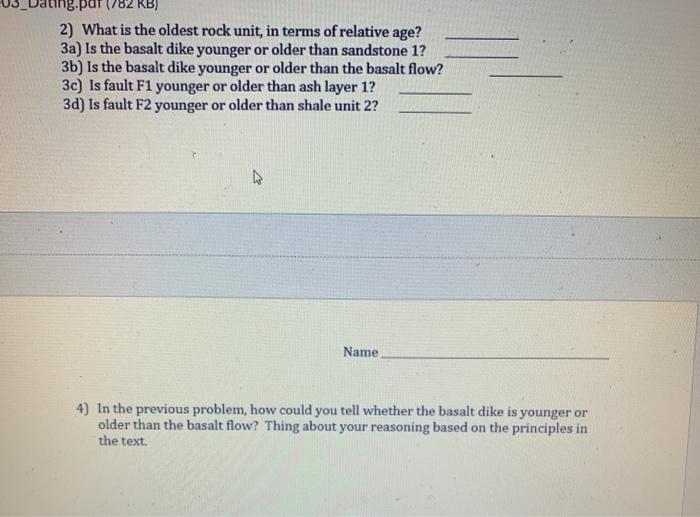 Solved Exercise: You are studying a sequence of rocks cut by | Chegg.com