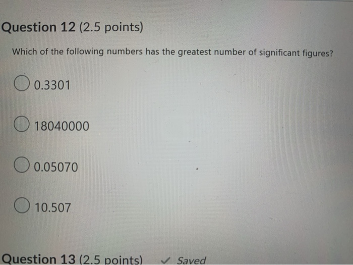 Solved Question 12 (2.5 points) Which of the following | Chegg.com