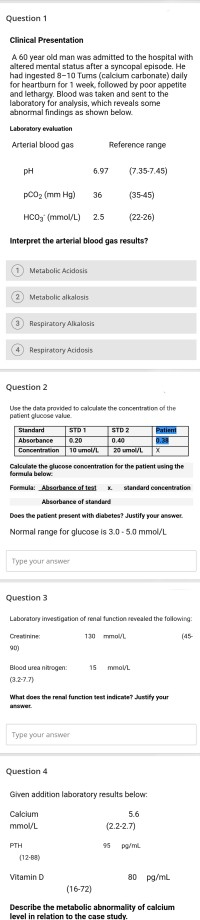Solved Question 1 Clinical Presentation A 60 year old man | Chegg.com