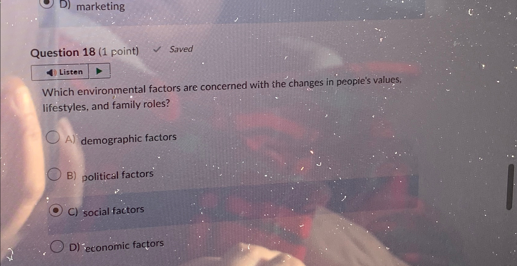 Solved Question 18 (1 ﻿point) ﻿SavedListenWhich | Chegg.com