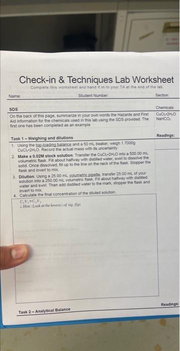 Solved Check-in \& Techniques Lab Worksheet | Chegg.com