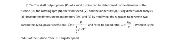 Solved (10%) The shaft output power (P.) of a wind turbine | Chegg.com