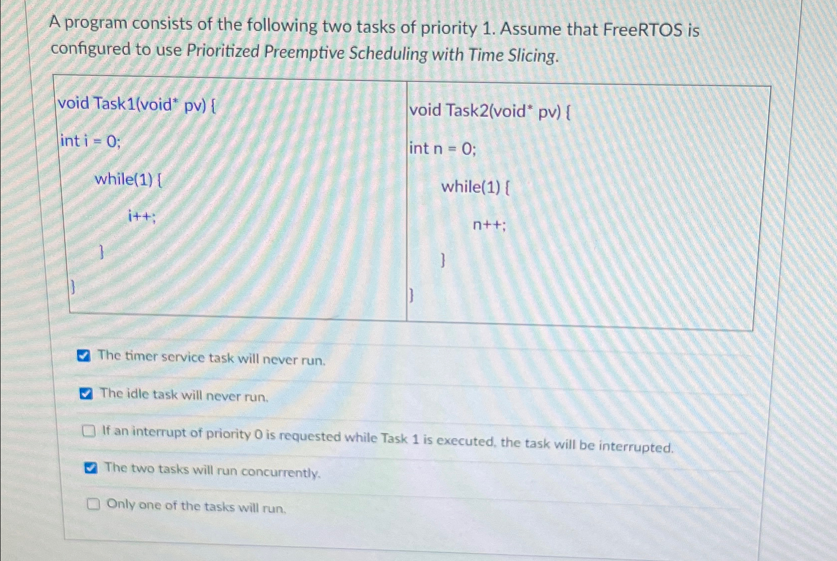 Solved A program consists of the following two tasks of | Chegg.com