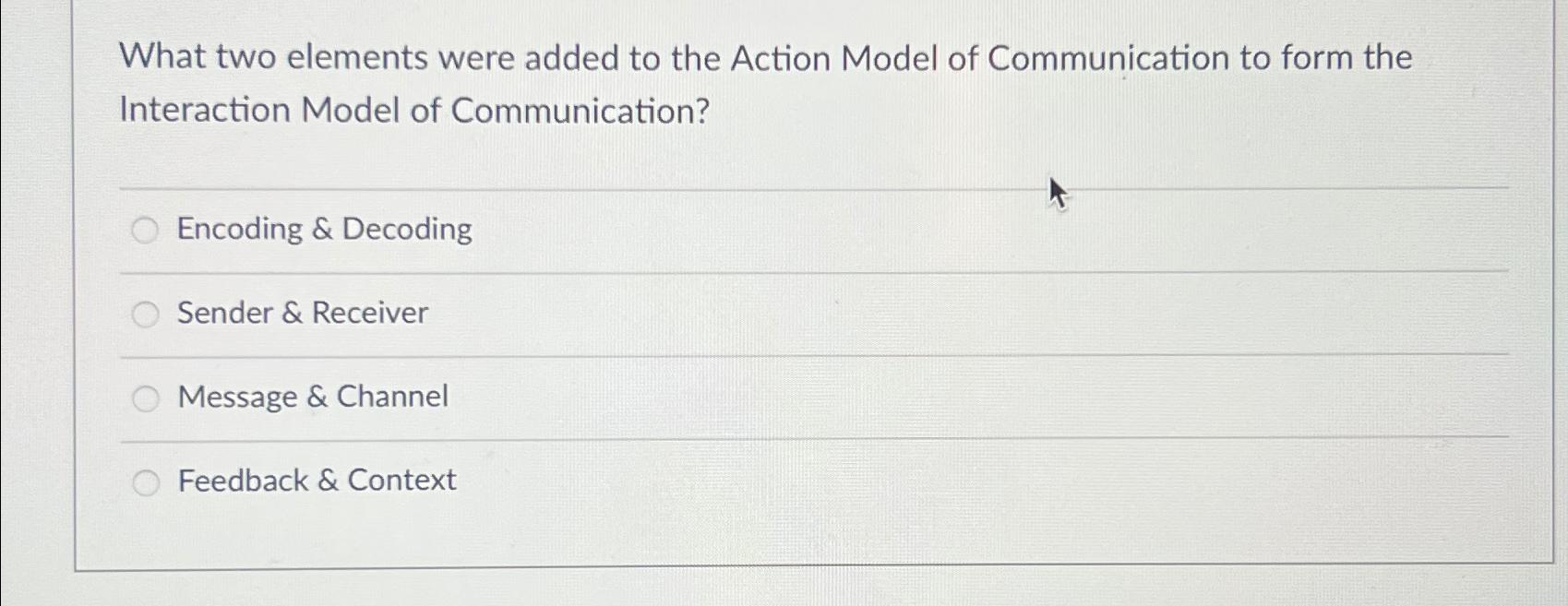 Solved What two elements were added to the Action Model of | Chegg.com