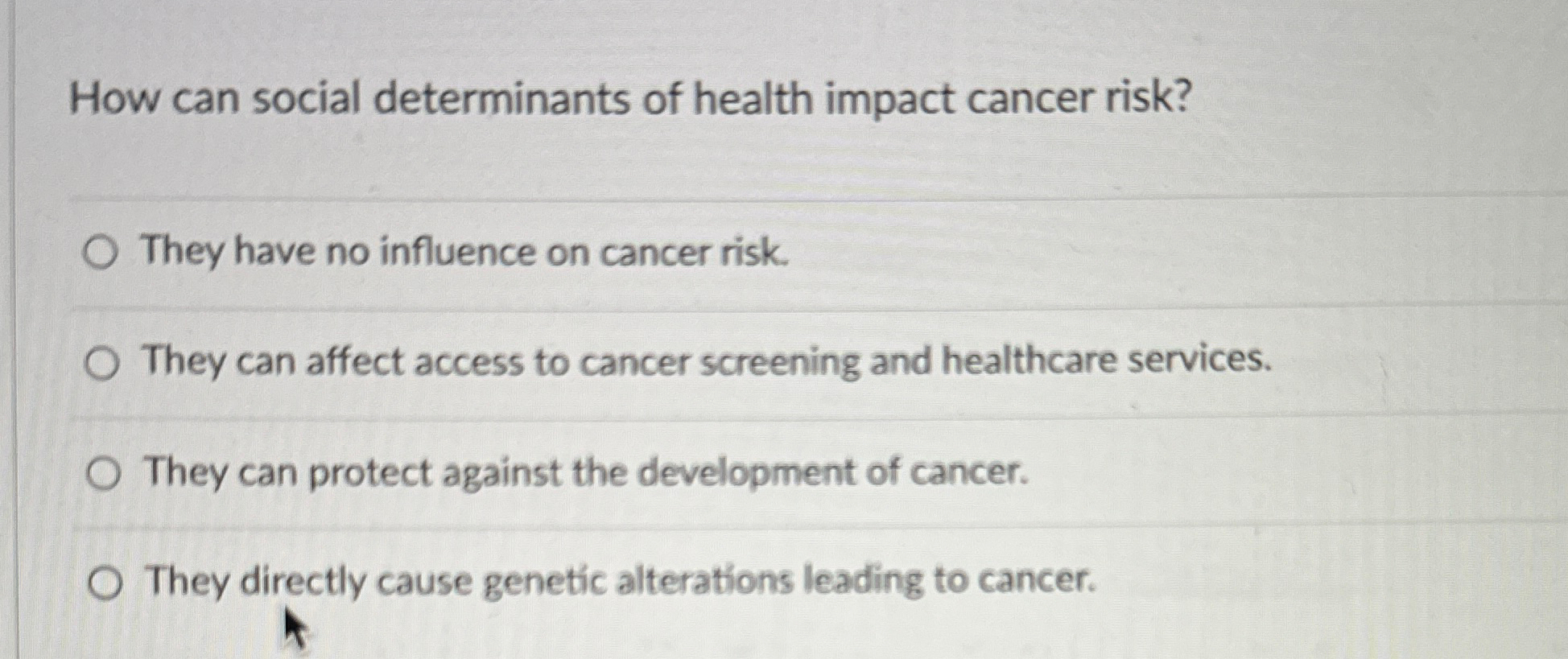 Solved How can social determinants of health impact cancer | Chegg.com