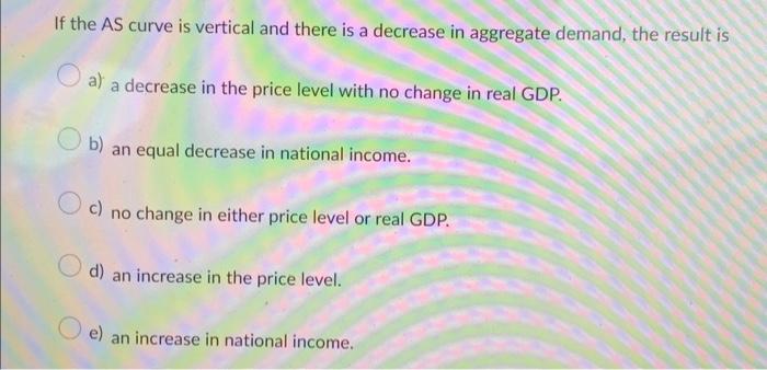 Solved If the AS curve is vertical and there is a decrease | Chegg.com