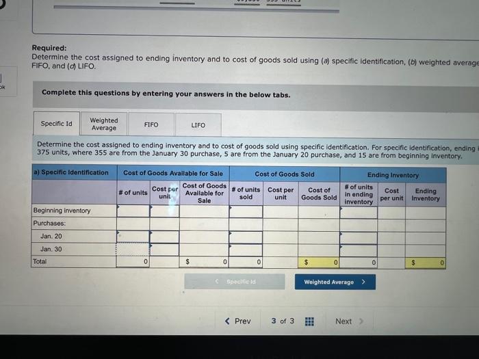 Solved determine the cost assigned to ending inventory and | Chegg.com