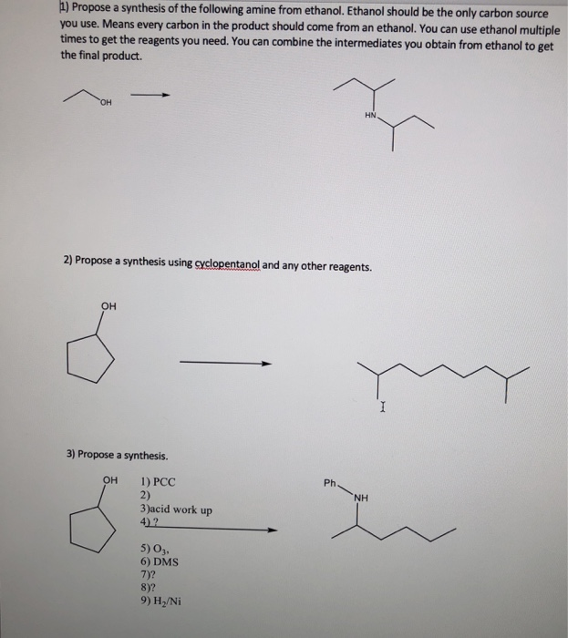 Solved 1) Propose a synthesis of the following amine from | Chegg.com