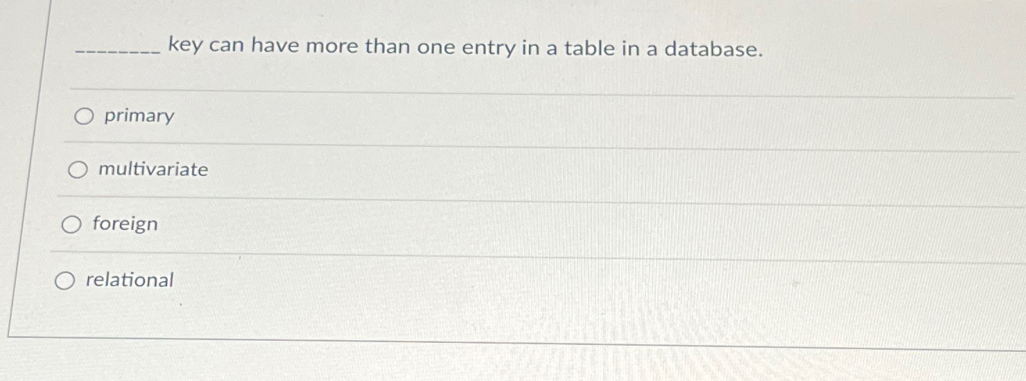 Solved key can have more than one entry in a table in a
