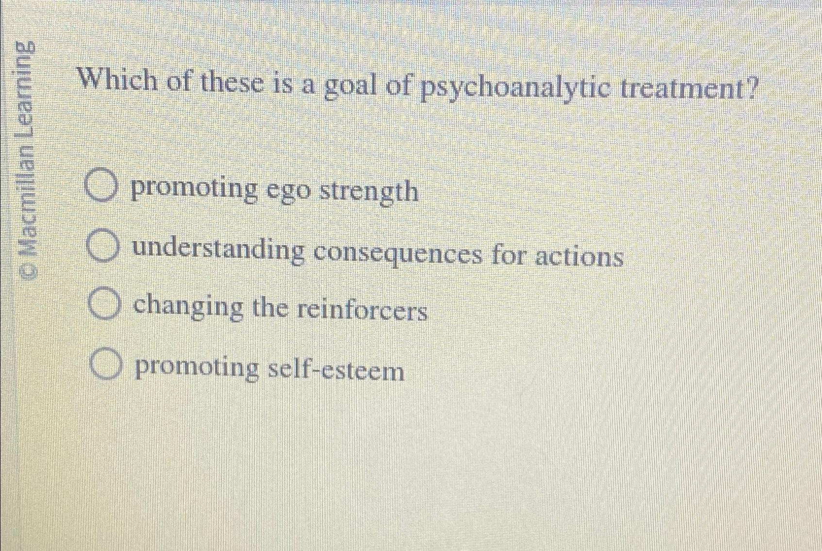 Solved Which of these is a goal of psychoanalytic | Chegg.com