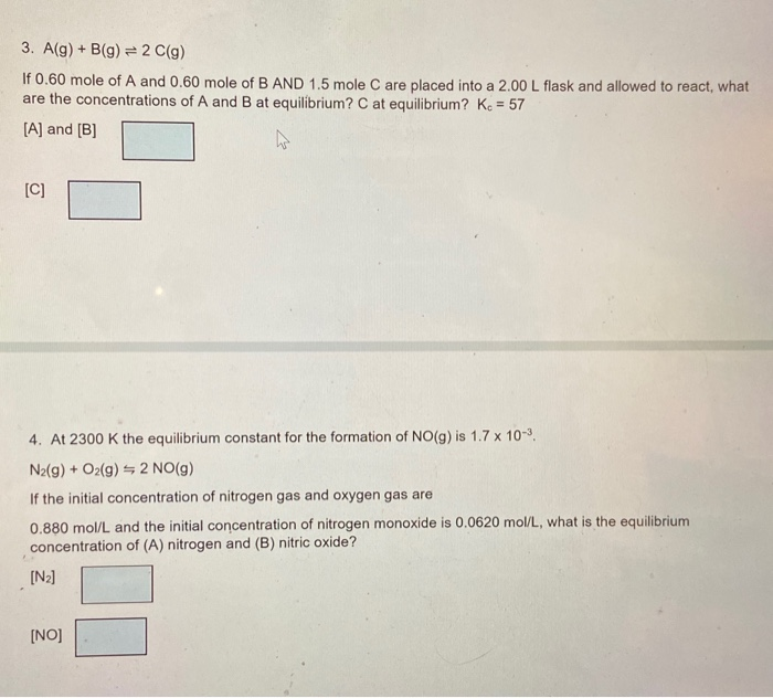 Solved 3 A G B G 2 C G If 0 60 Mole Of A And 0 60 Chegg Com