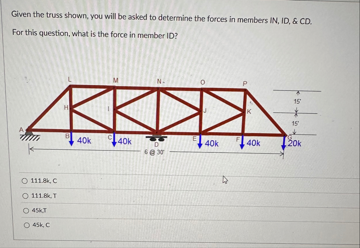 Solved Question 3Given the truss shown, you will be asked to | Chegg.com
