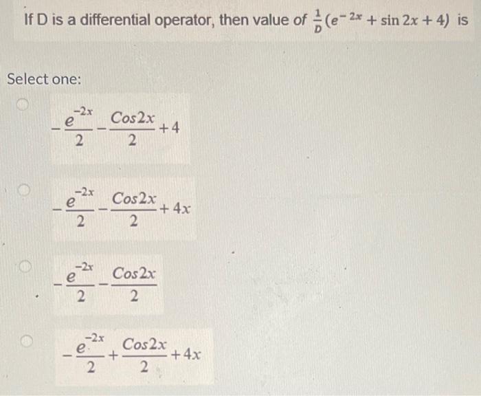 Solved The particular integral of the differential equation | Chegg.com