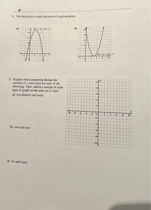 Solved t. Use the graph to state the roots of each equation. | Chegg.com