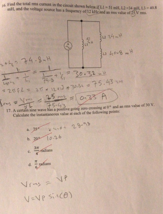Solved Find the total rms current in the circuit shown below | Chegg.com