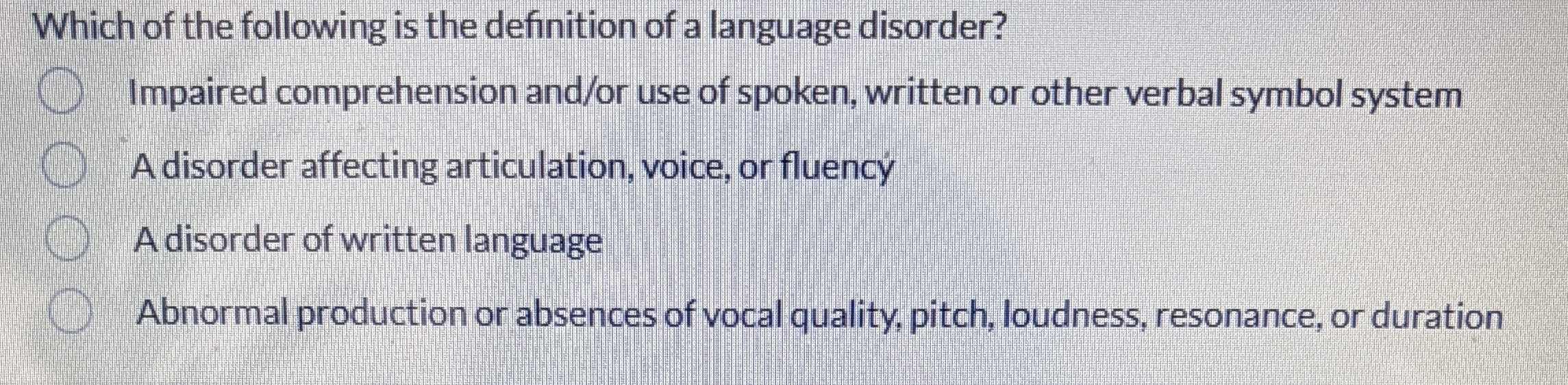 Solved Which of the following is the definition of a
