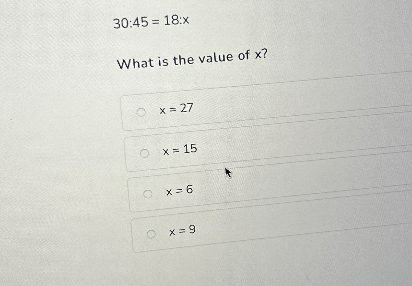 find the value of x so that 12 15 x 45