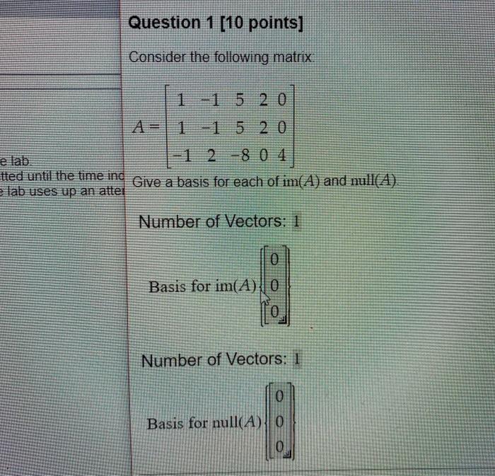 Solved Question 1 (10 points] Consider the following matrix. | Chegg.com