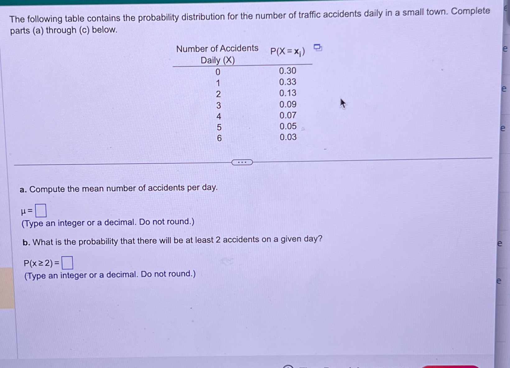 Solved The following table contains the probability | Chegg.com