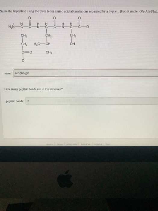 Solved Name the tripeptide using the three letter amino acid