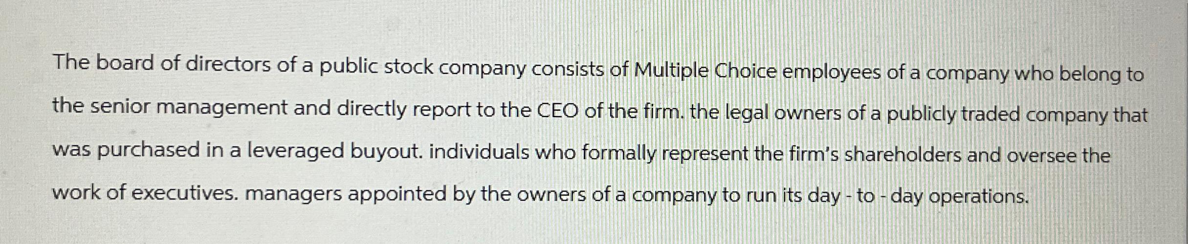 who appoints the board of directors in a public stock company