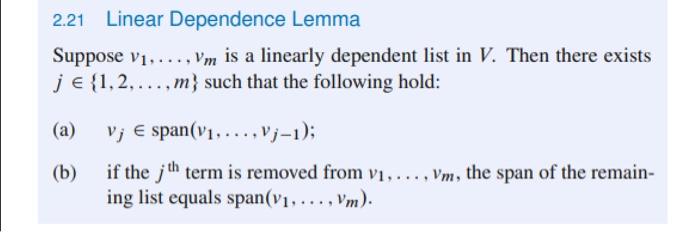 Solved 1. Revisit the Linear Dependence Lemma (page 34 of | Chegg.com