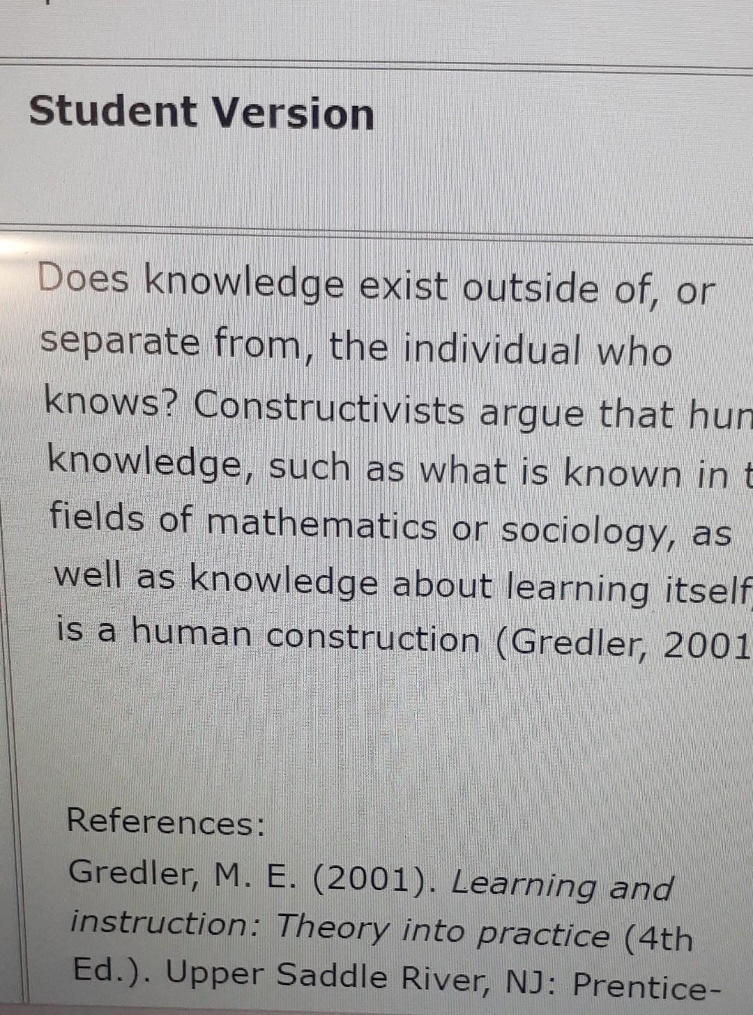 Does Knowledge Exist Outside Of