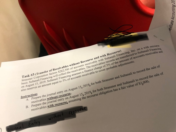 Solved Task 3 ( Transfer of Receivables without Recourse