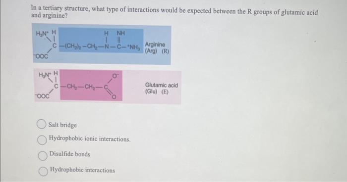 Solved In a tertiary structure, what type of interactions | Chegg.com