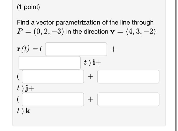 Solved Find a vector parametrization of the line through | Chegg.com