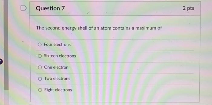 maximum number of electrons in second shell