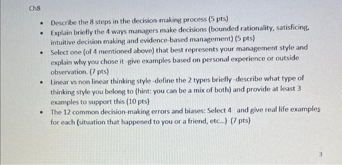 Solved - Describe the 8 steps in the decision-making process | Chegg.com
