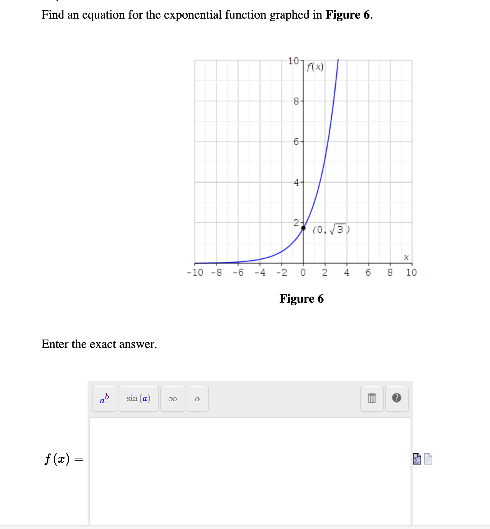 Solved Find an equation for the exponential function graphed | Chegg.com