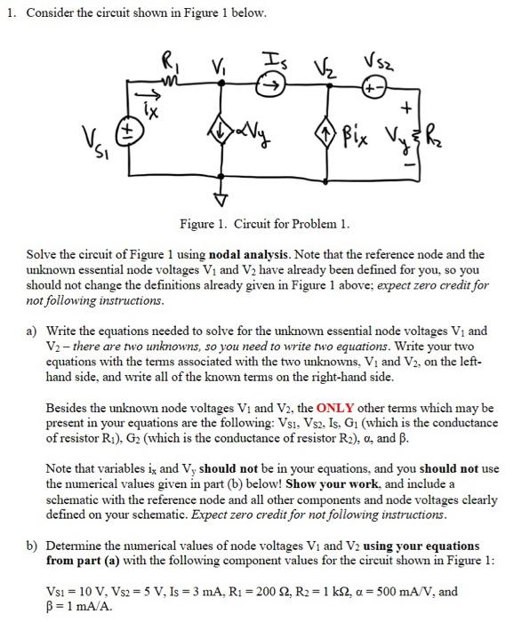 Solved 1. Consider the circuit shown in Figure 1 below. | Chegg.com